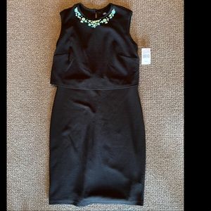 Fifth Park beautiful black dress with teal beaded collar. (New with Tags)